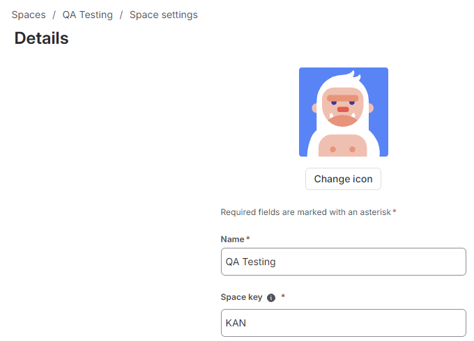 Space settings → Details — the Space key is the Project key